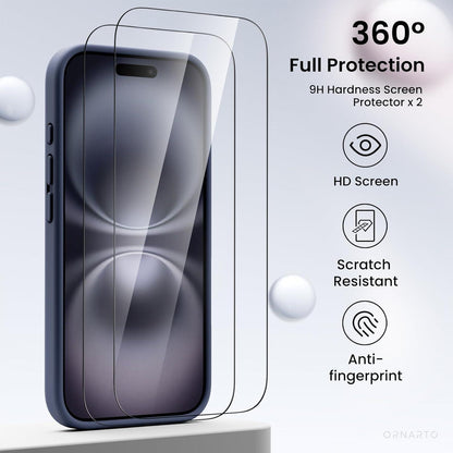 iPhone 16 Hülle Kameraschutz 2 Schutzfolien flüssiges Silikon stoßfest