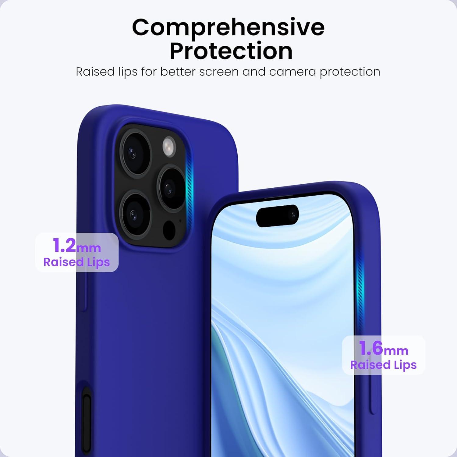 ORNARTO iPhone 16 Pro Hülle Silikon 6,3 Zoll Blau - Kratzfeste Stoßfeste Schutzhülle