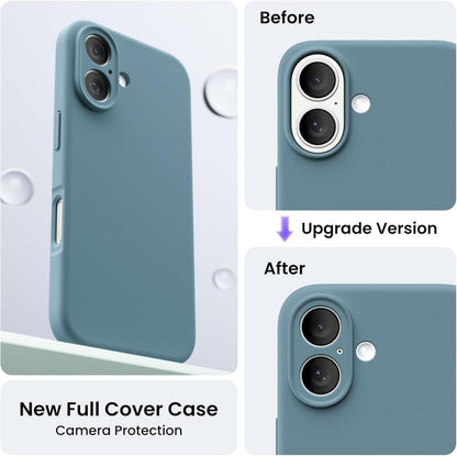 ORNARTO iPhone 16 Hülle flüssiges Silikon Kameraschutz 2 Schutzfolien Blaugrün