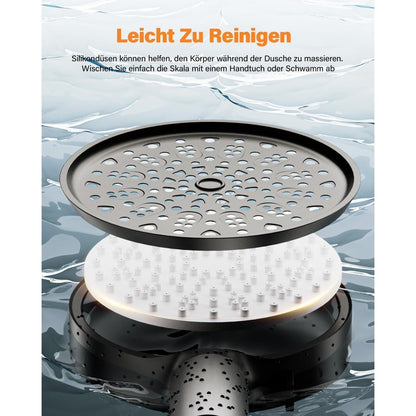 Hochdruck Duschkopf mit Filter & 6 Modi – Wassersparend Schwarz