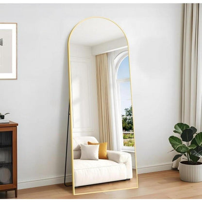 Großer Gewölbter Standspiegel mit Goldrahmen – 180 x 66 cm