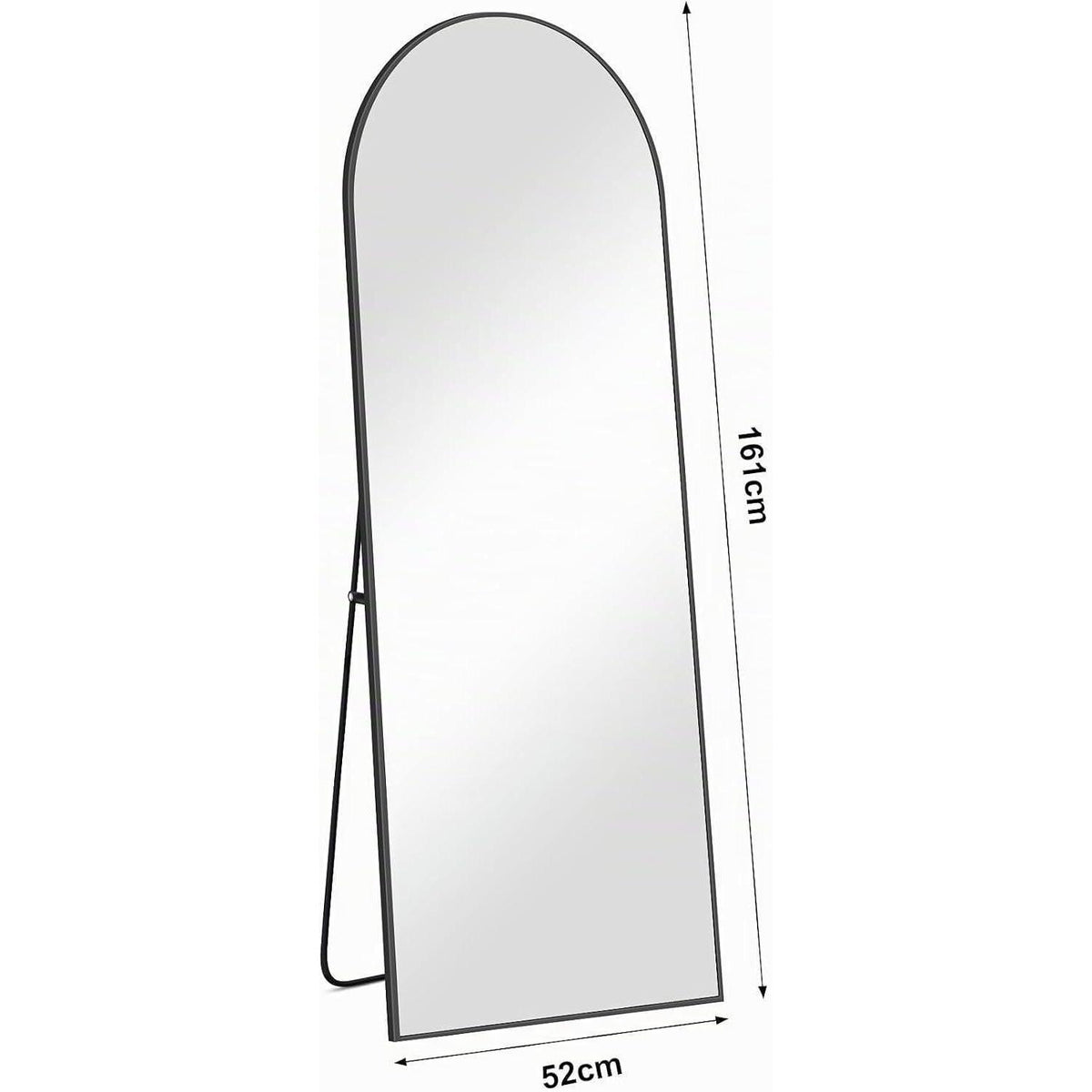 Standspiegel Ganzkörper Schwarz Aluminium, 161 x 52 cm