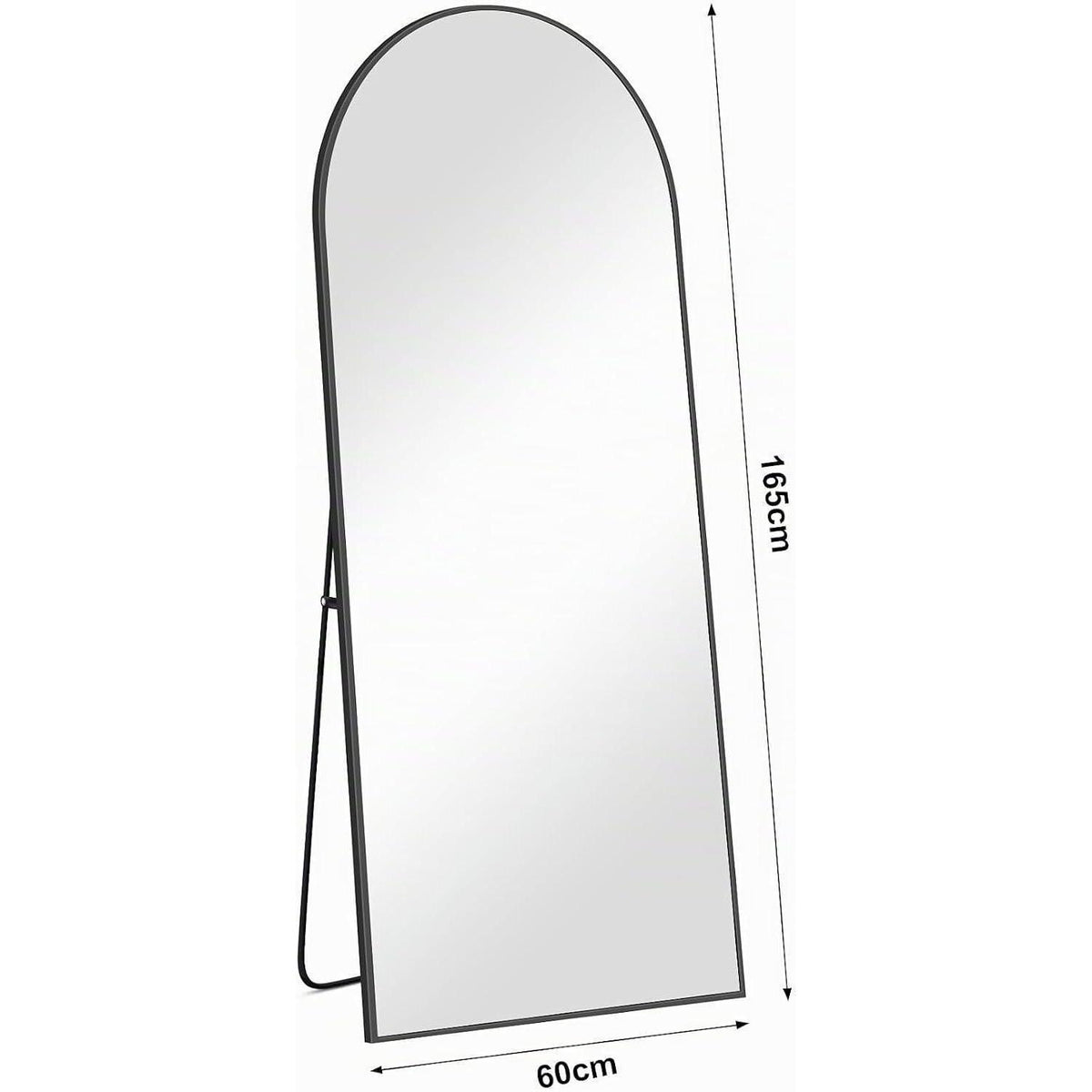Bogen Ganzkörperspiegel 165x60cm mit Schwarz Aluminiumrahmen