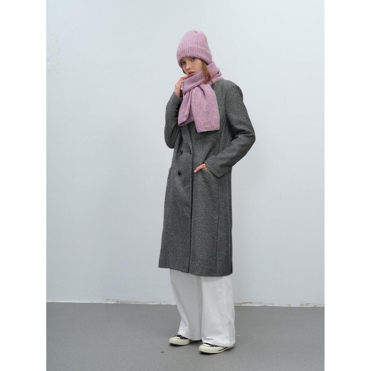 Wintermützen & Schal Set Damen Herren Hellrosa