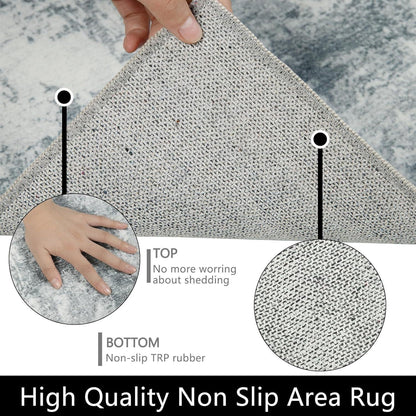 Grauer Wohnzimmerteppich 160x230cm – Weicher Kurzflor & Waschbar
