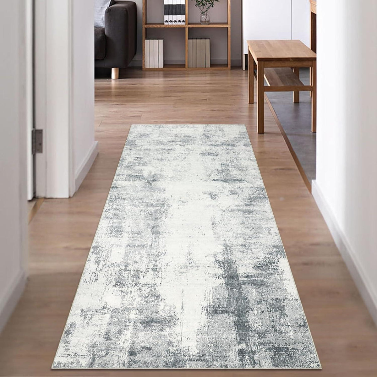 Rutschfester Läufer 65x180 cm – Grau, Waschbar & Flauschig
