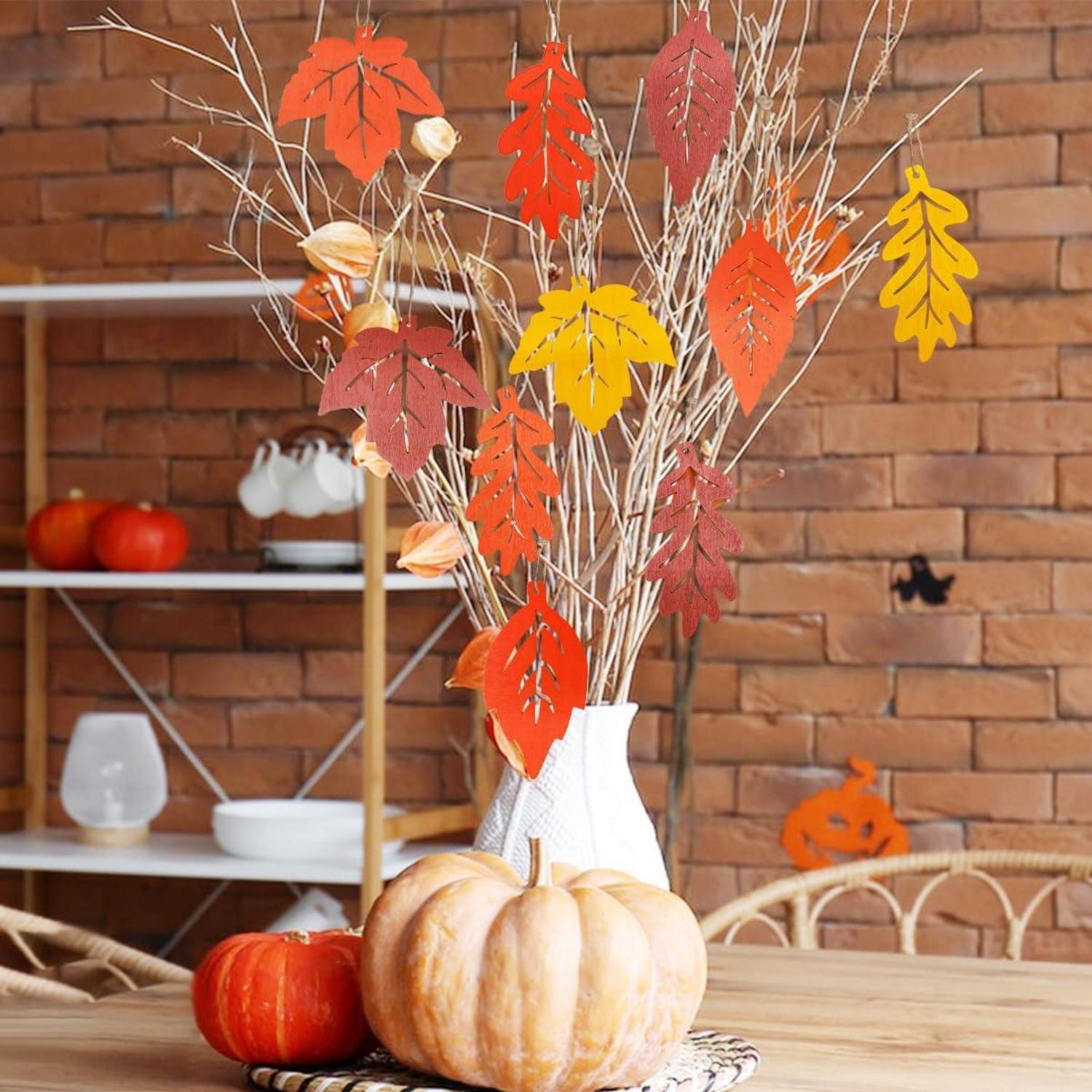 Herbst Girlande Ahornblatt Holzperlen Fensterdeko Set