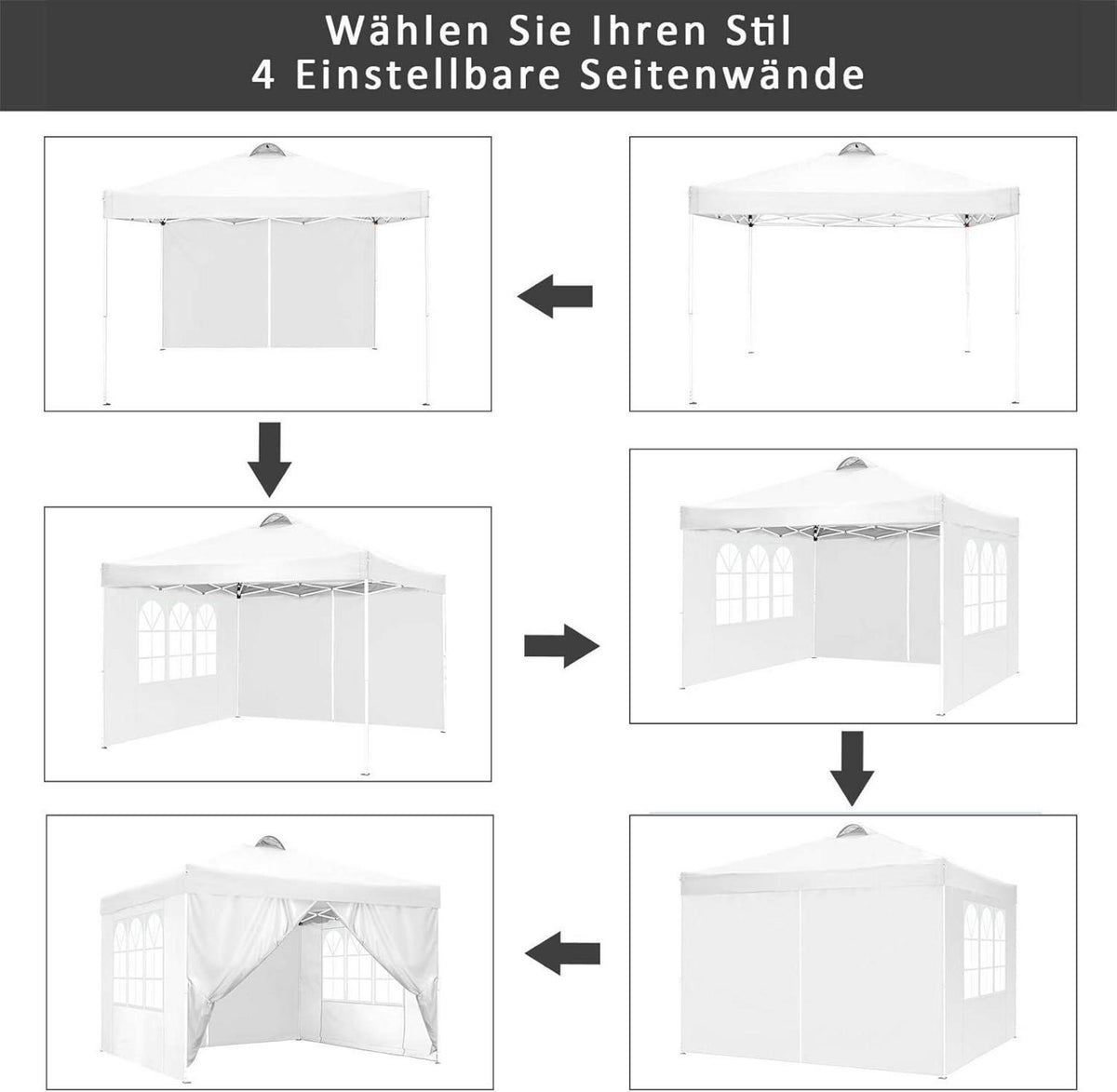 COBIZI Faltpavillon 3x3m Wasserdicht Stabil Partyzelt