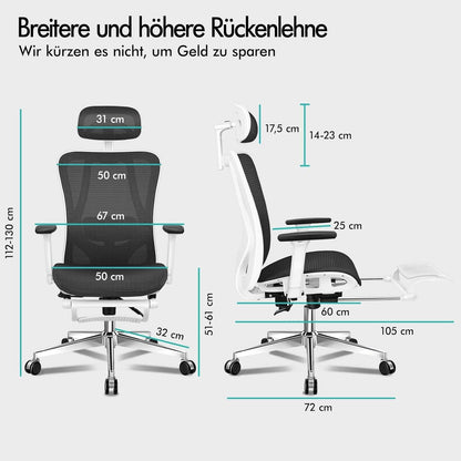 ALFORDSON Bürostuhl Ergonomisch Schwarz Weiß 180kg