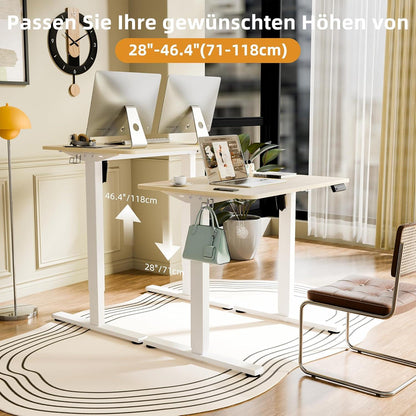 Elektrischer höhenverstellbarer Schreibtisch 80x60cm Weiß Eiche