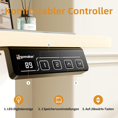 Elektrischer höhenverstellbarer Schreibtisch 80x60cm Weiß Eiche