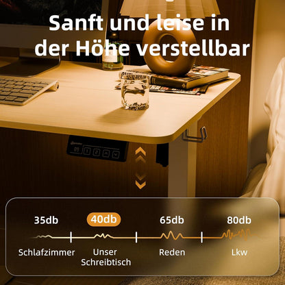 Elektrischer höhenverstellbarer Schreibtisch 80x60cm Weiß Eiche