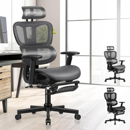 Bürostuhl Ergonomischer Schreibtischstuhl mit Kopfstütze Höhenverstellung