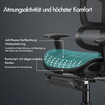 Bürostuhl Ergonomisch Kopfstütze Höhenverstellbar 3D Armlehne