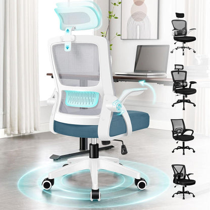 Ergonomischer Bürostuhl mit Lordosenstütze, Kopfstütze und