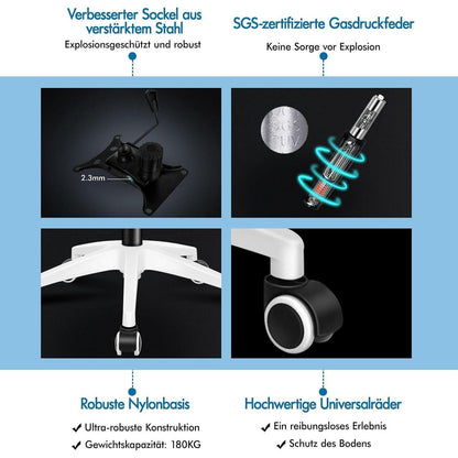 Ergonomischer Bürostuhl mit Lordosenstütze, Kopfstütze und
