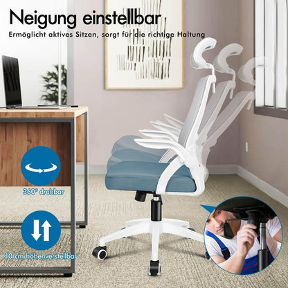 Ergonomischer Bürostuhl mit Lordosenstütze, Kopfstütze und
