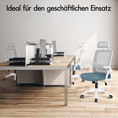 Ergonomischer Bürostuhl mit Lordosenstütze, Kopfstütze und