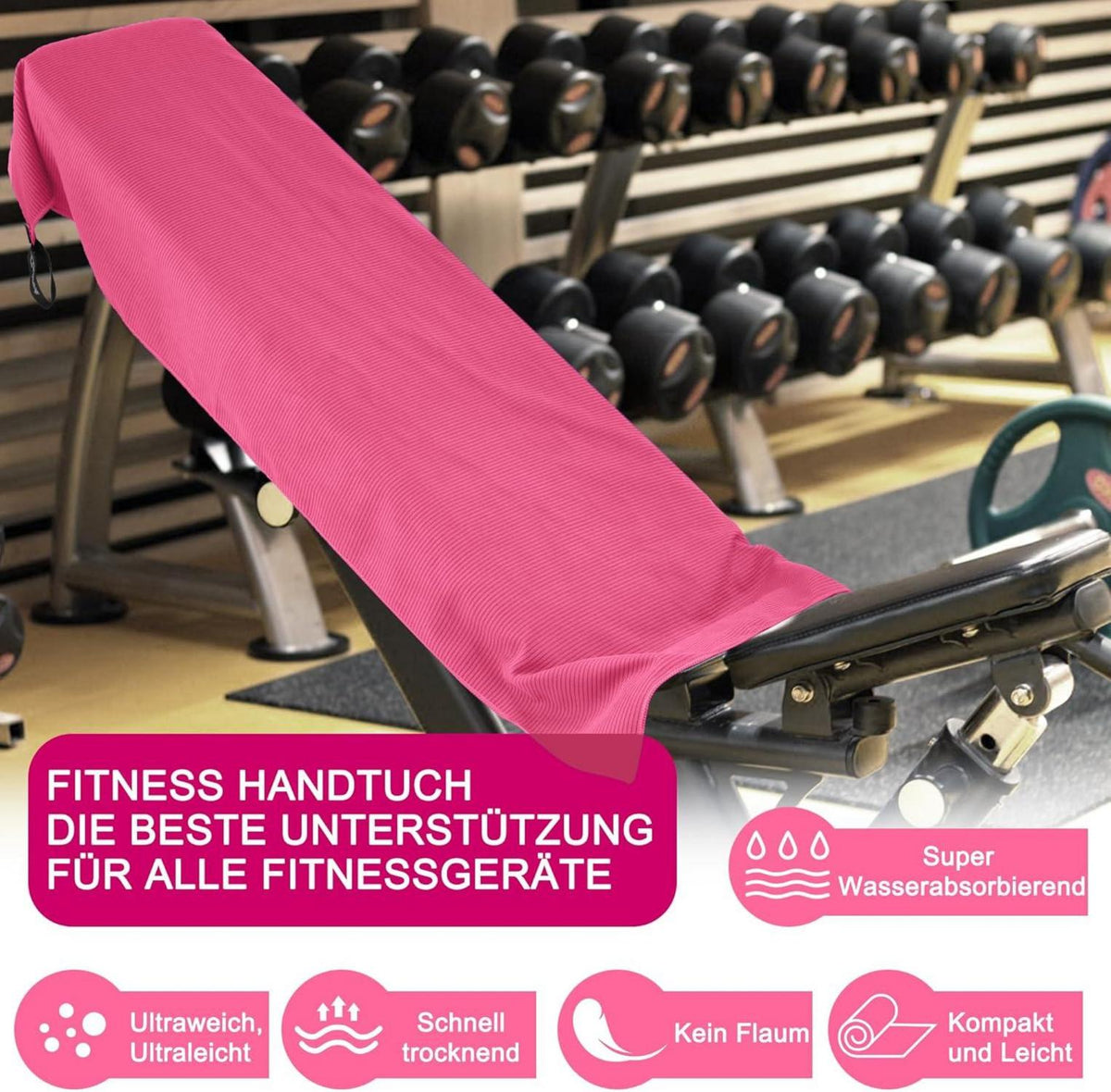 Mikrofaser Handtuch Set Fitness Sport Camping Reise 100x50cm 3er Pack Rosa