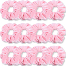 Premium Samt-Haargummis Rosa für Damen und Mädchen, 12 Stück