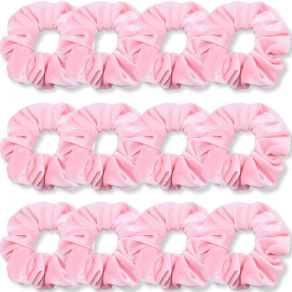 Premium Samt-Haargummis Rosa für Damen und Mädchen, 12 Stück