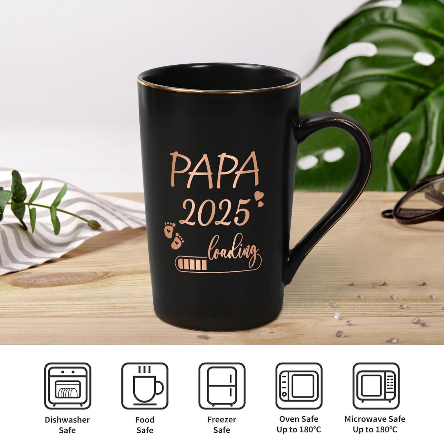 Schwarze Marmor Kaffeetasse für werdende Papa 400ml - Papa Loading 2025
