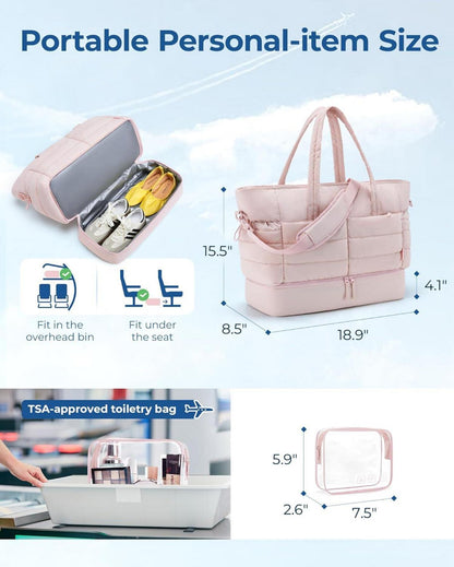 Weekender Reisetasche Damen 38l mit Schuhfach wasserabweisend Beige