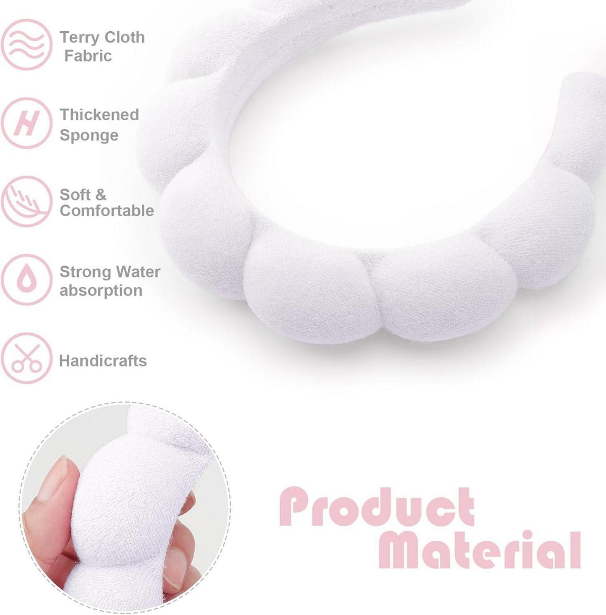 Spa-Stirnband Damen Schwamm Frottee Wolken weich Makeup Hautpflege 2