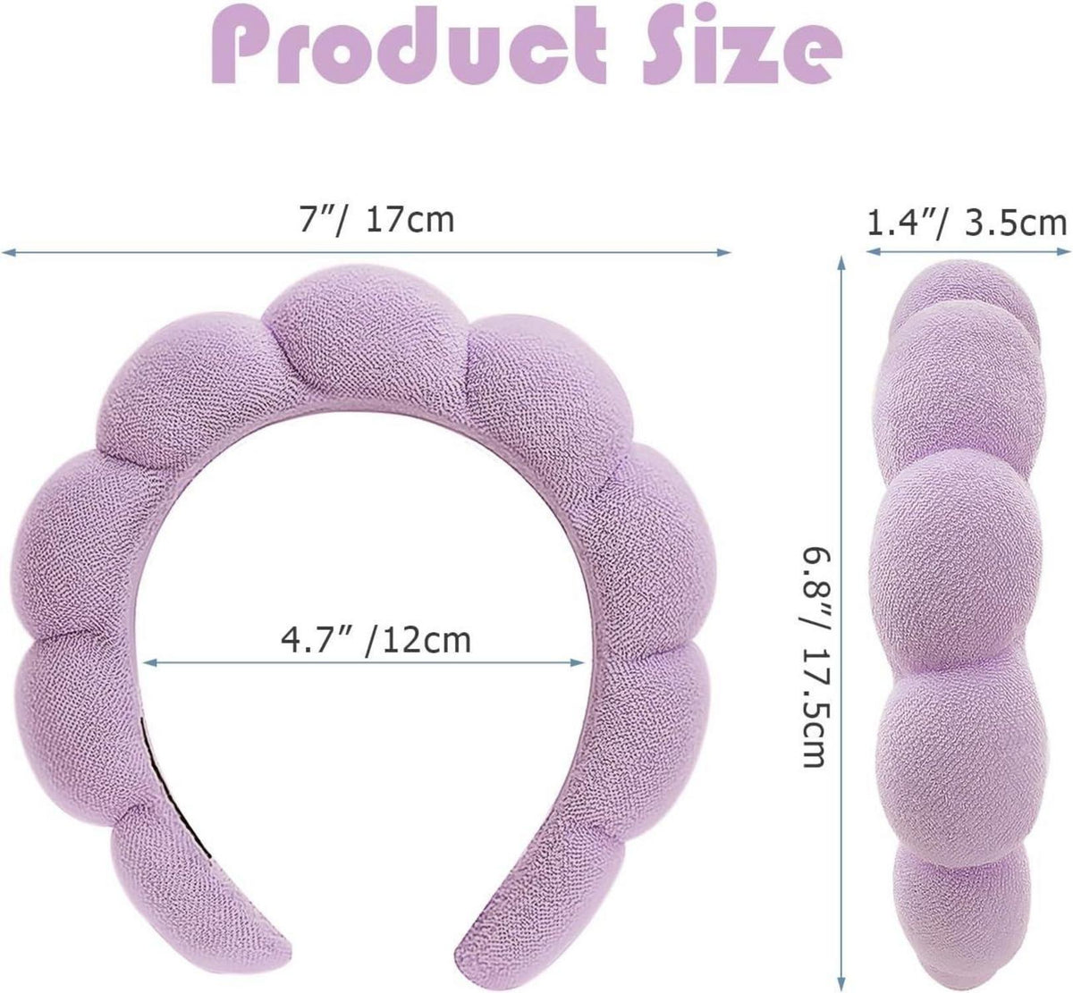 2er Pack Spa-Stirnband Damen Schwamm Wolken Frottee Schwarz/Lila