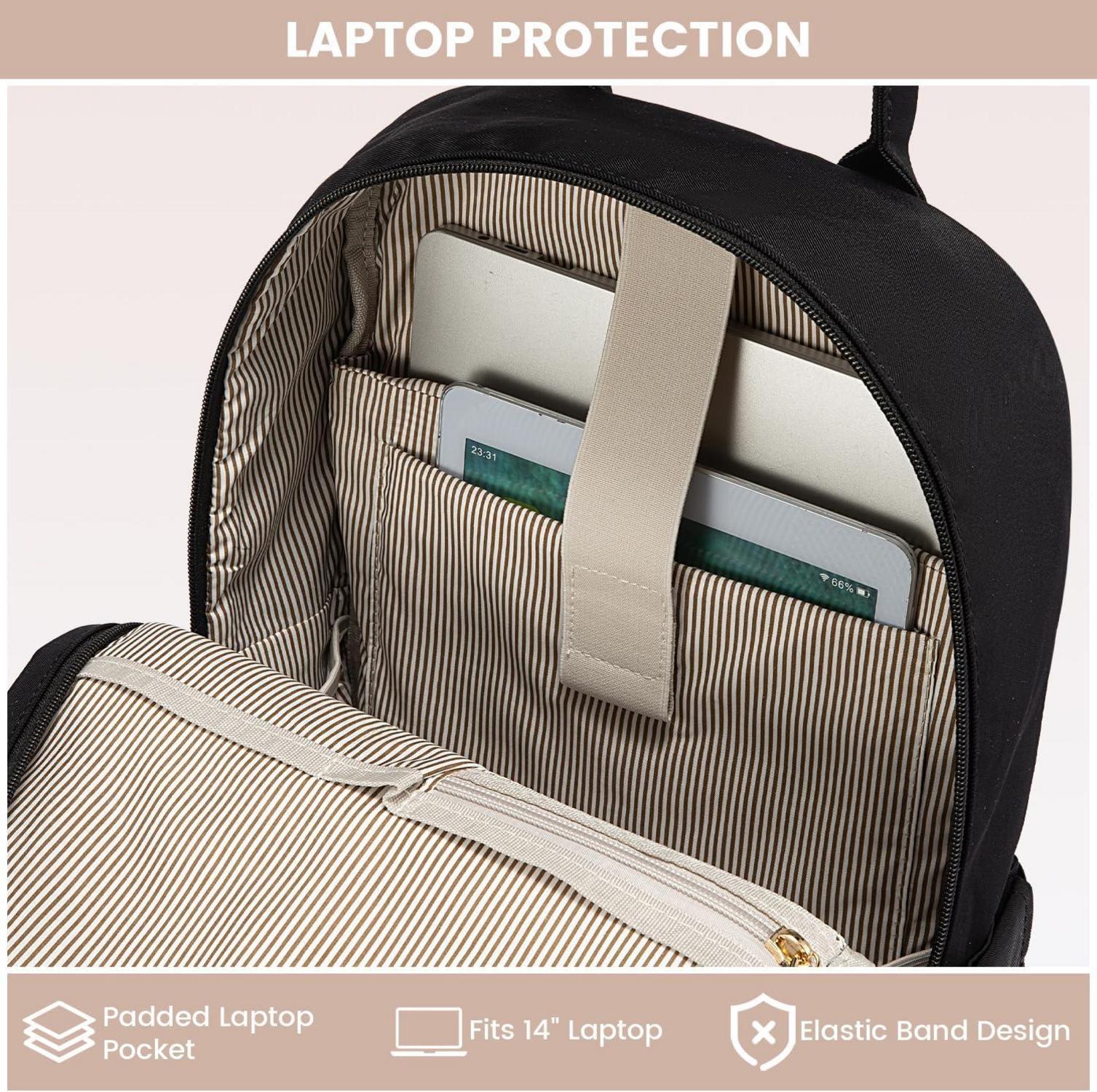 Schulrucksack Mädchen 14 Zoll Laptop Rucksack Schwarz Wasserdicht