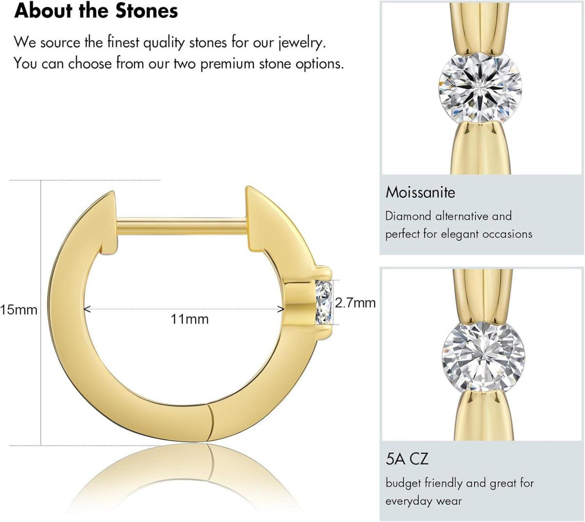 Creolen Silber 925 mit Zirkonia Stein Hypoallergen Gold