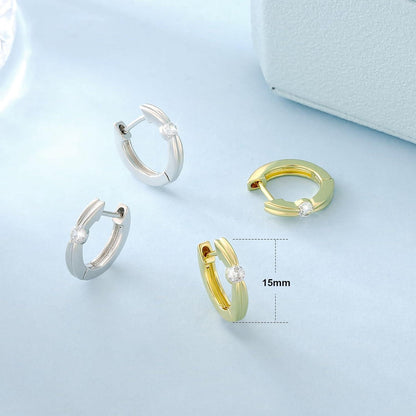 Silber Creolen Ohrringe Damen mit Moissanite Zirkonia Stein 925