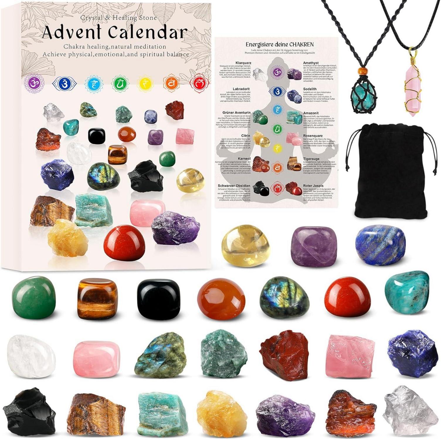 Adventskalender 2024 Chakra Kristalle Weihnachts Countdown 24