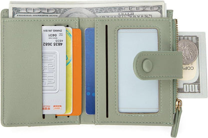 Geldbörse Damen Klein Bifold Leder Portemonnaie Rosa mit Mehreren