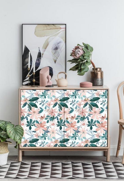 Selbstklebende Tapete Blätter Floral Wanddeko PVC 44x1000cm