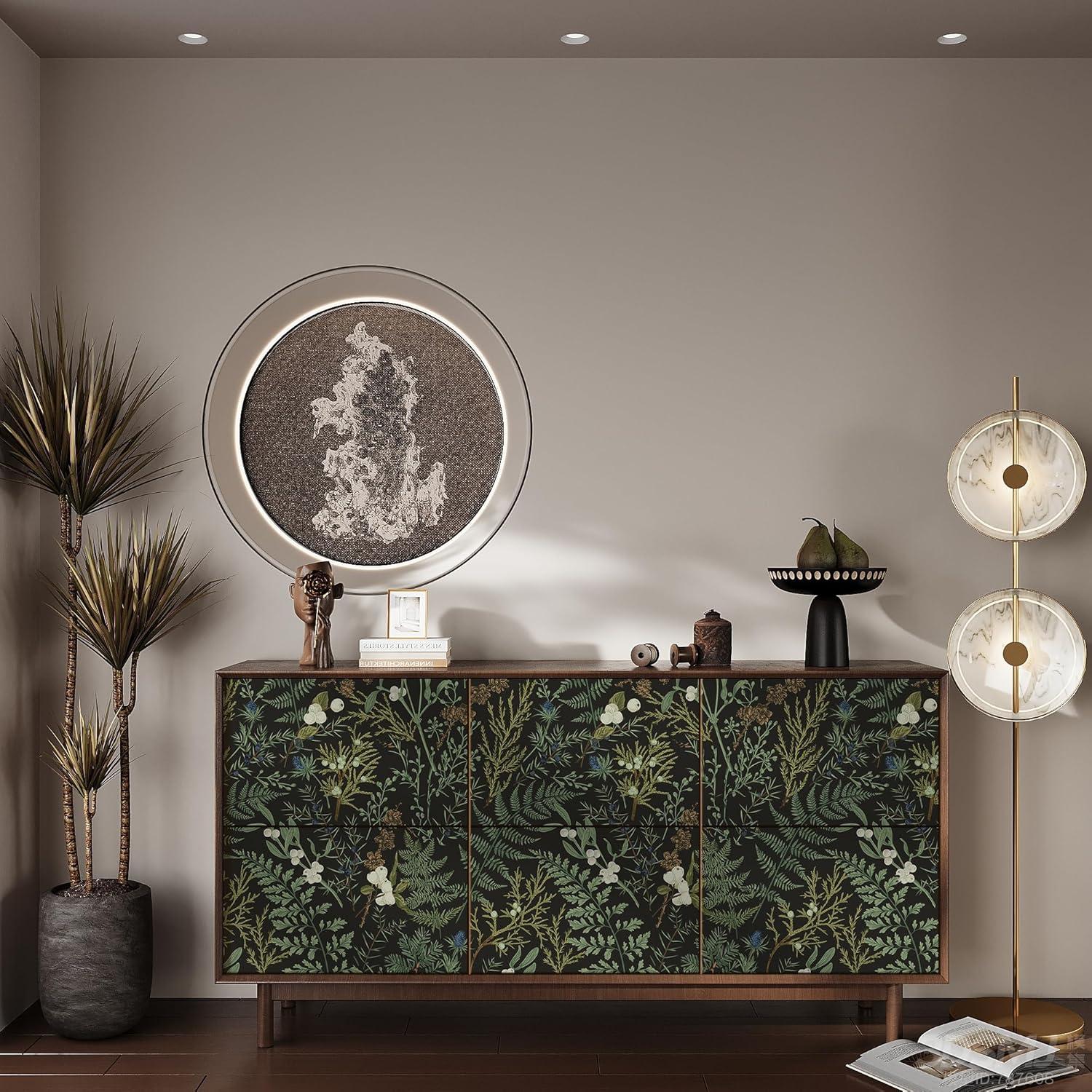 Selbstklebende Tapete Floral Blätter 44x1000cm PVC Wandaufkleber