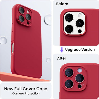 ORNARTO iPhone 16 Pro Hülle Kameraschutz 2 Schutzfolien Silikon Rot