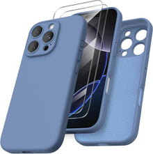 iPhone 16 Pro Hülle mit Kameraschutz und Schutzfolien in Blau