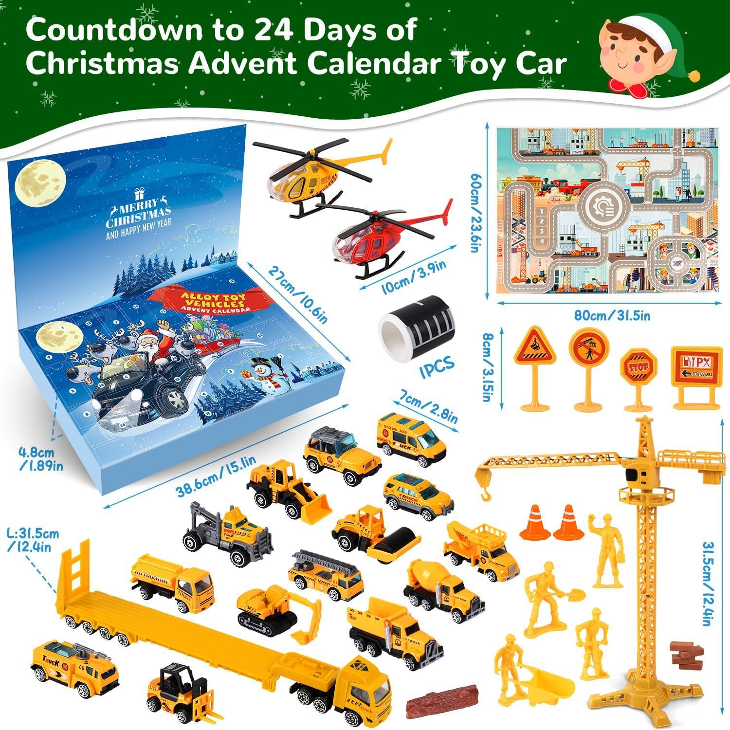 Adventskalender Autos Kinder Junge 2024 Fahrzeuge Legierung