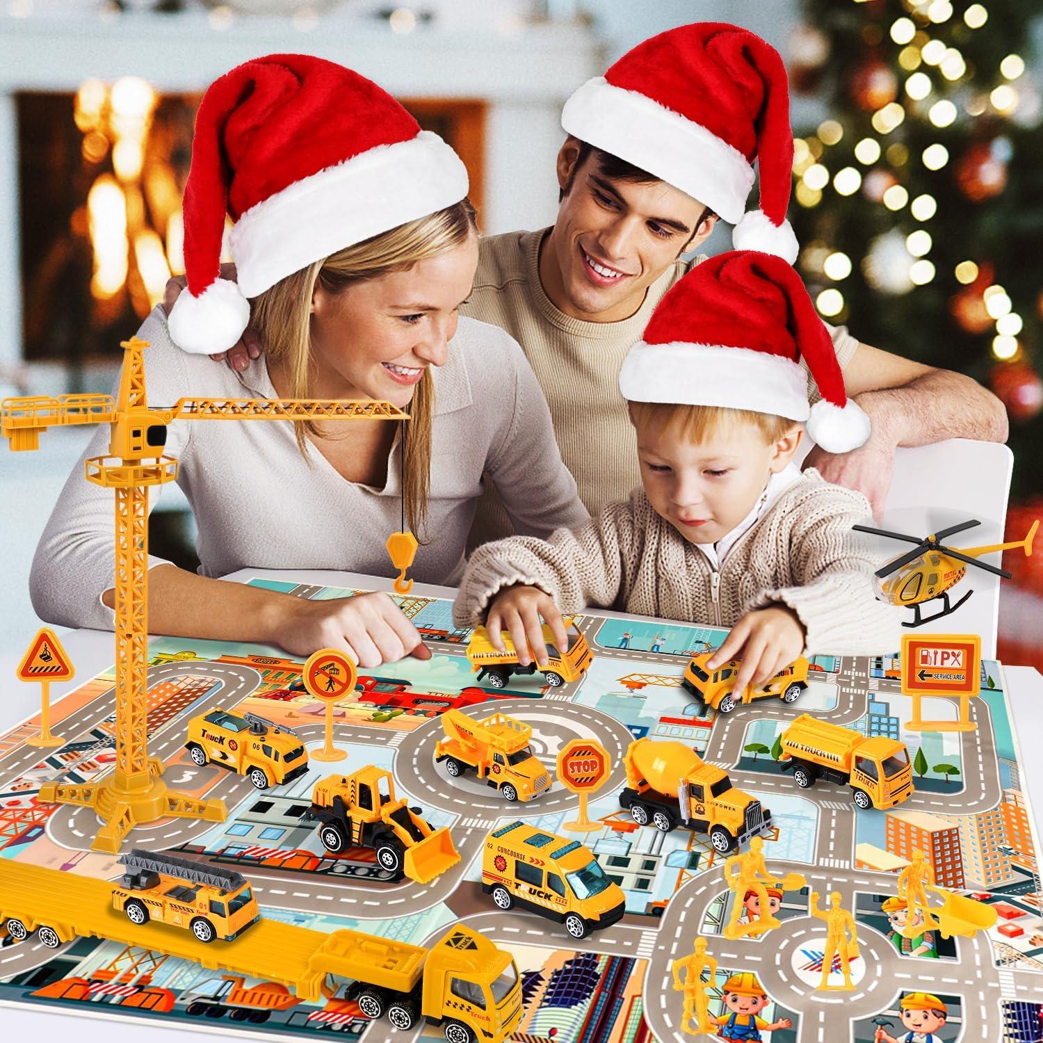 Adventskalender 2024 Autos Kinder Baufahrzeug 24 Fahrzeuge Legierung