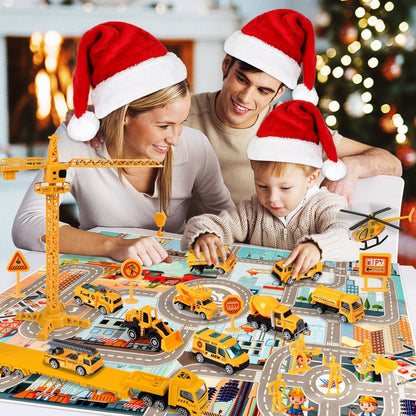 Adventskalender 2024 Autos Kinder Baufahrzeug 24 Fahrzeuge Legierung