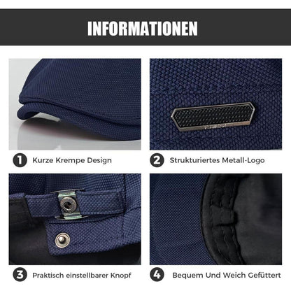 Herren Schiebermütze mit Futter – Gatsby Flatcap Blau