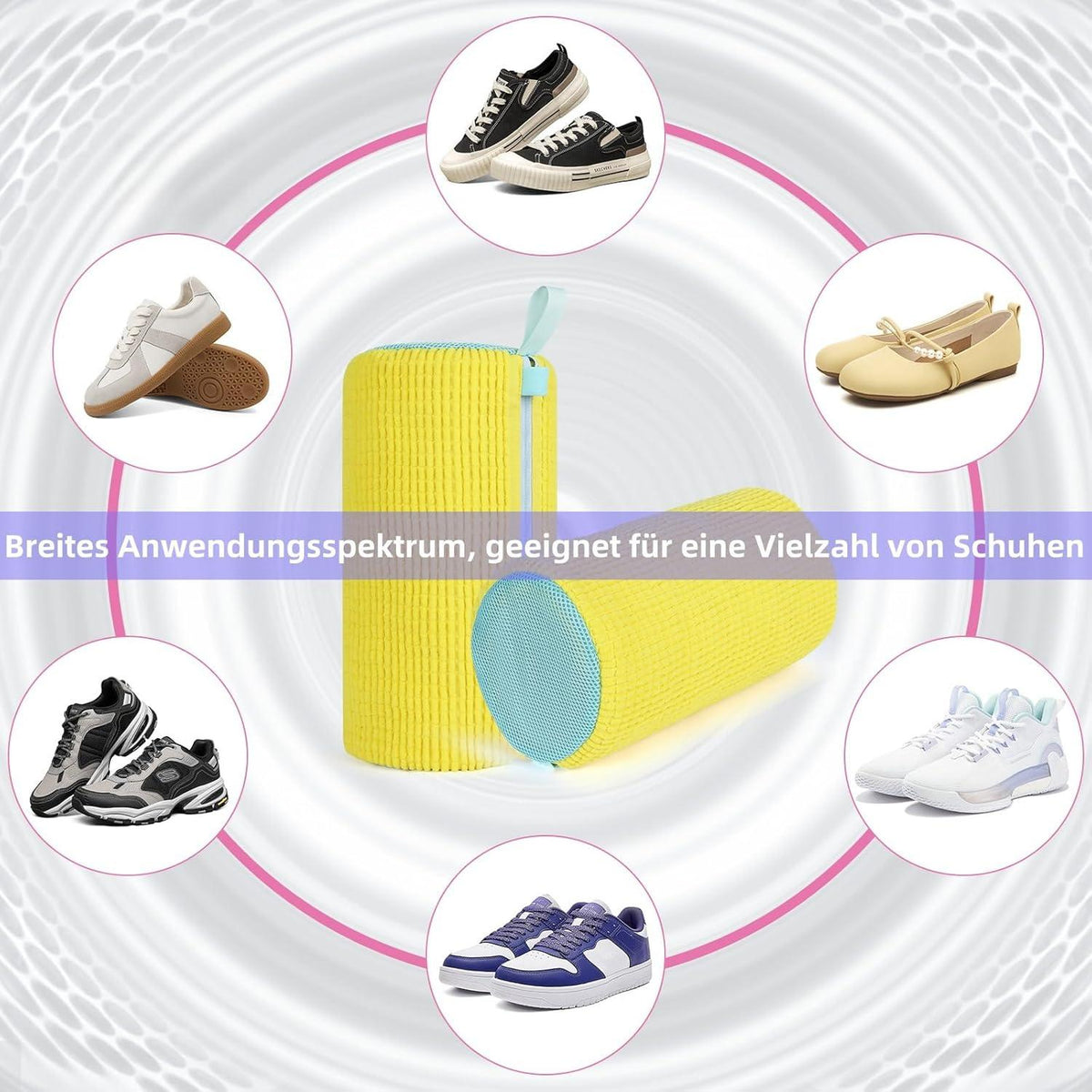 Schuhwaschbeutel 360° Reinigung 2er Pack Gelb Schuhe Waschbeutel