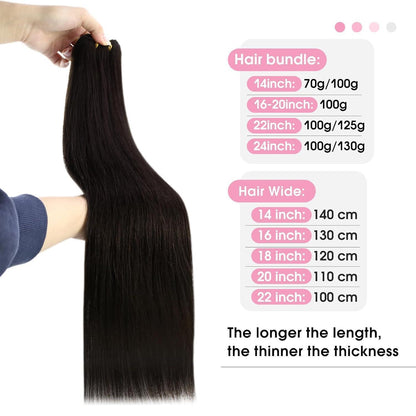 Echthaar Tressen Dunkelbraun 40cm – Remy Haarverlängerung