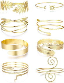 Goldene Armmanschetten Damen Armreif Oberarmreif Verstellbar 8 Stück