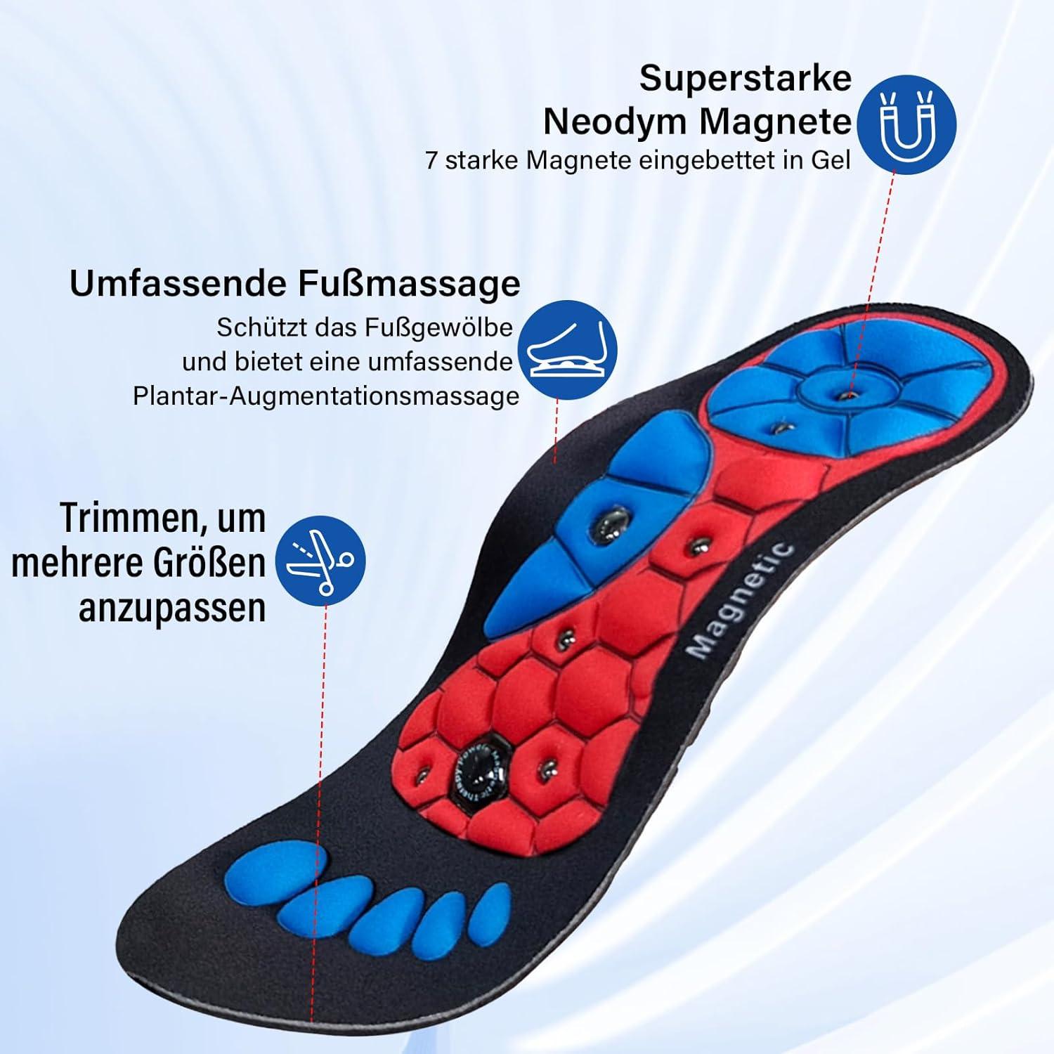 Magnetische Massage-Sohlen Akupressur Einlagen Plantarfasziitis