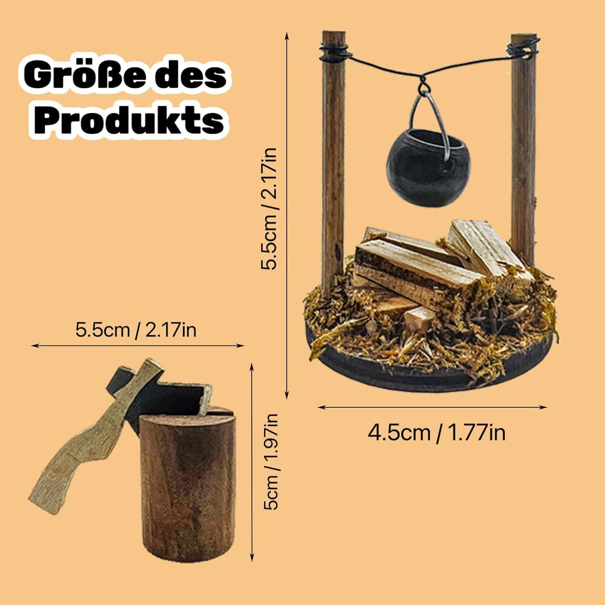 Miniatur Lagerfeuer Wichtel Weihnachtsdeko Krippen DIY Axt Zubehör
