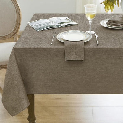 Abwaschbare Tischdecke Leinenoptik 240x140 cm Beige Braun