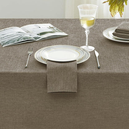 Abwaschbare Tischdecke Leinenoptik 240x140 cm Beige Braun