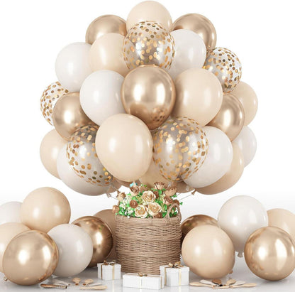 Luftballons Beige Gold Konfetti Boho Ballons 60 Stk. 12 Zoll